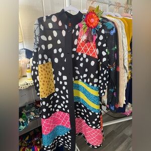 Colorful Patterned Long Dress Jacket